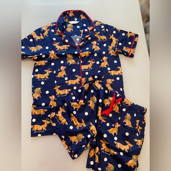 Peter Alexander Festive Blue Pajama Set with Reindeer Print size L - Picture 3 of 8